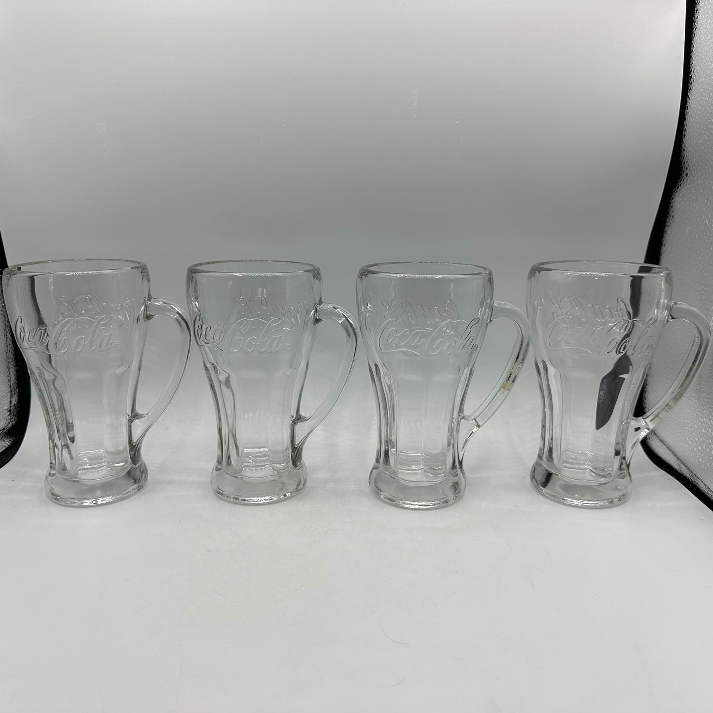 Coca-Cola Clear Glass Handled Glasses, 14oz, Set of 4