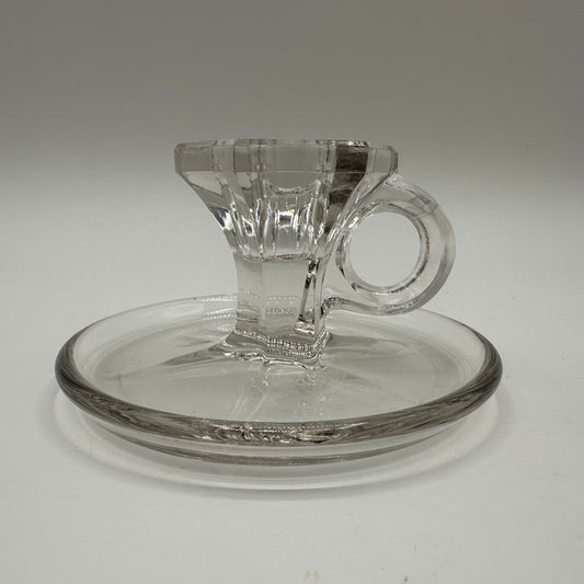Glass Handled Candlestick Holder With Drip Tray