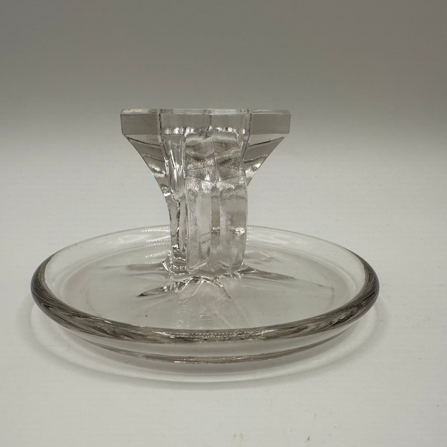Glass Handled Candlestick Holder With Drip Tray