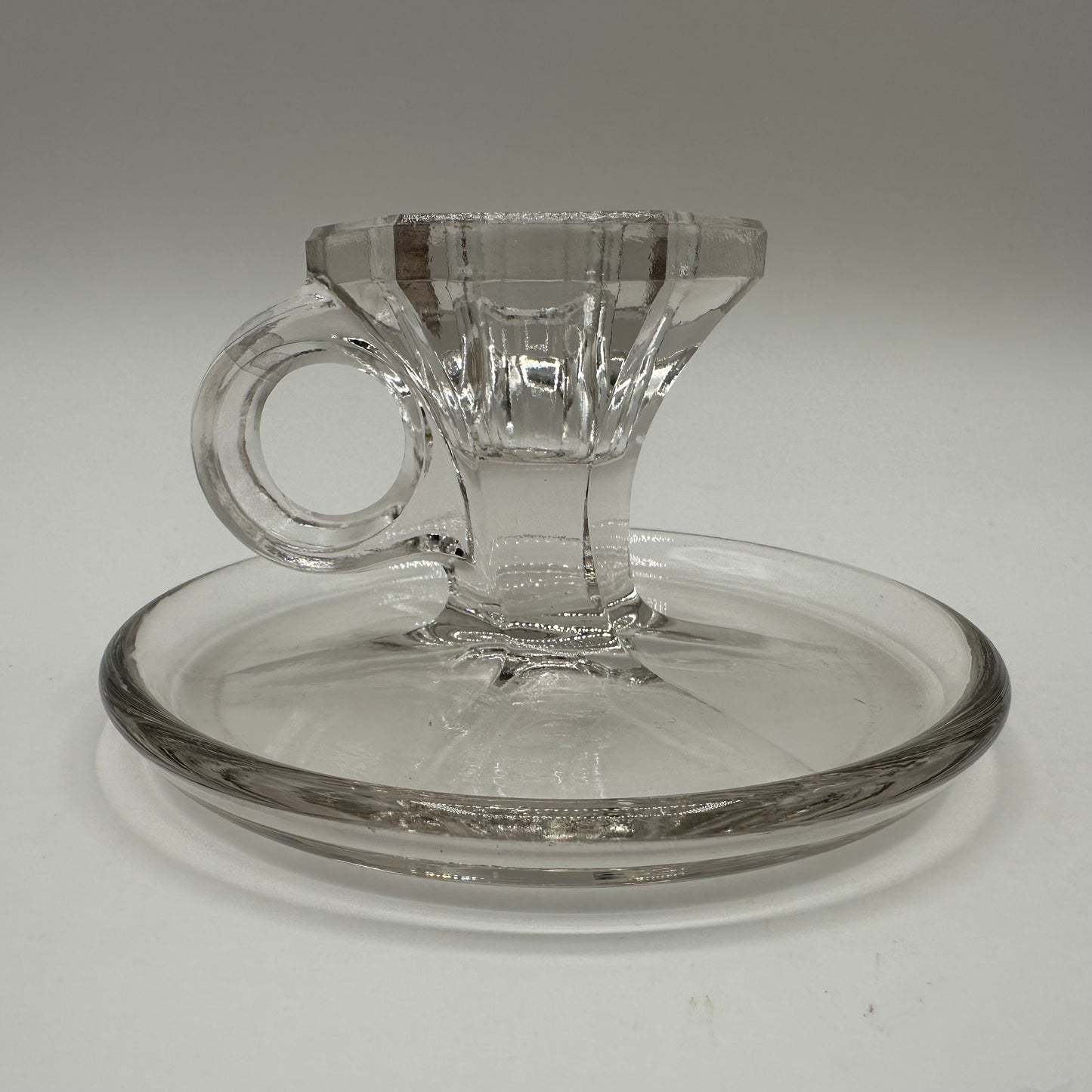 Glass Handled Candlestick Holder With Drip Tray