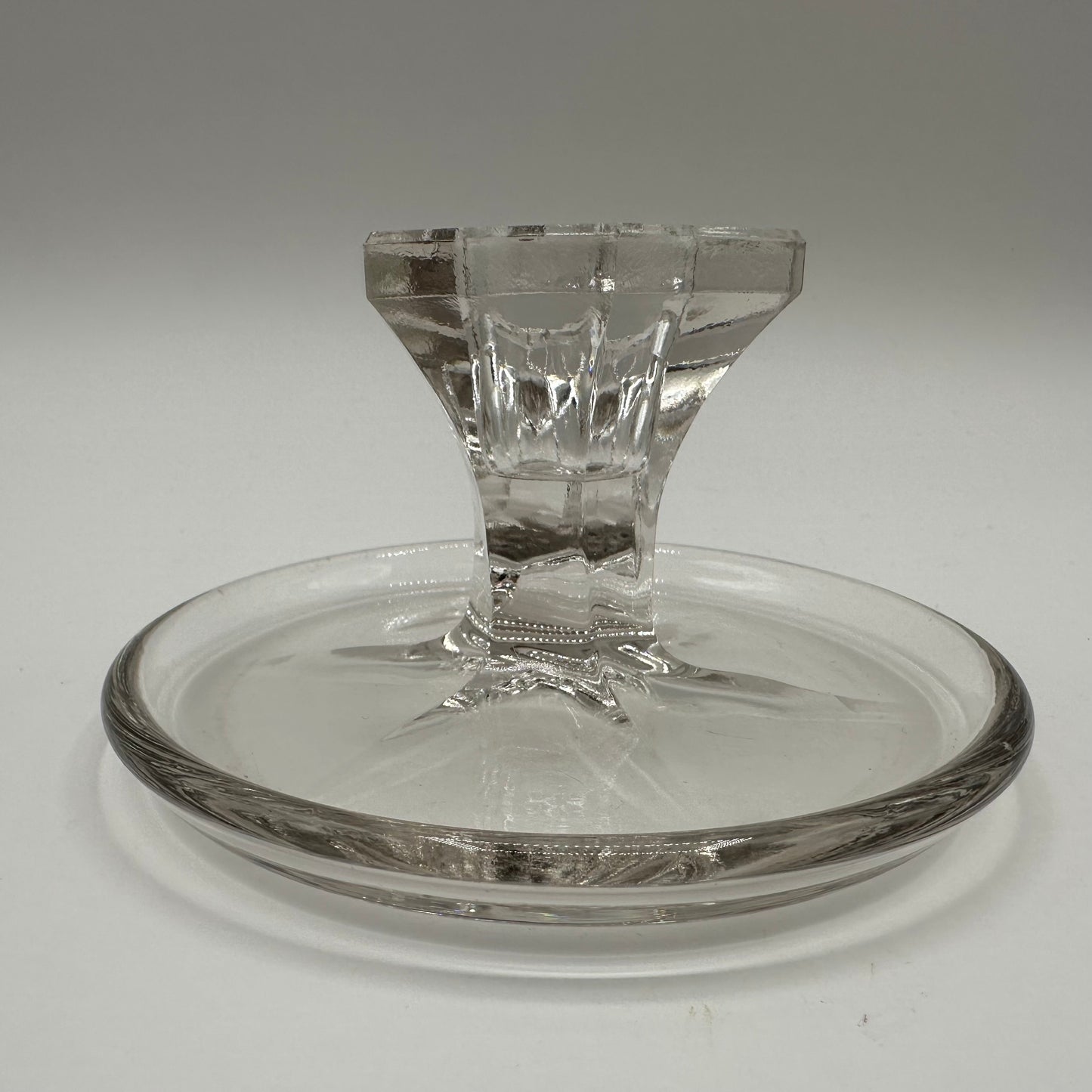 Glass Handled Candlestick Holder With Drip Tray