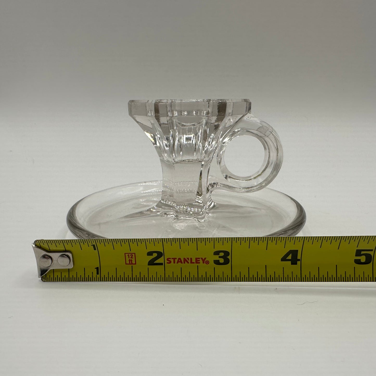 Glass Handled Candlestick Holder With Drip Tray