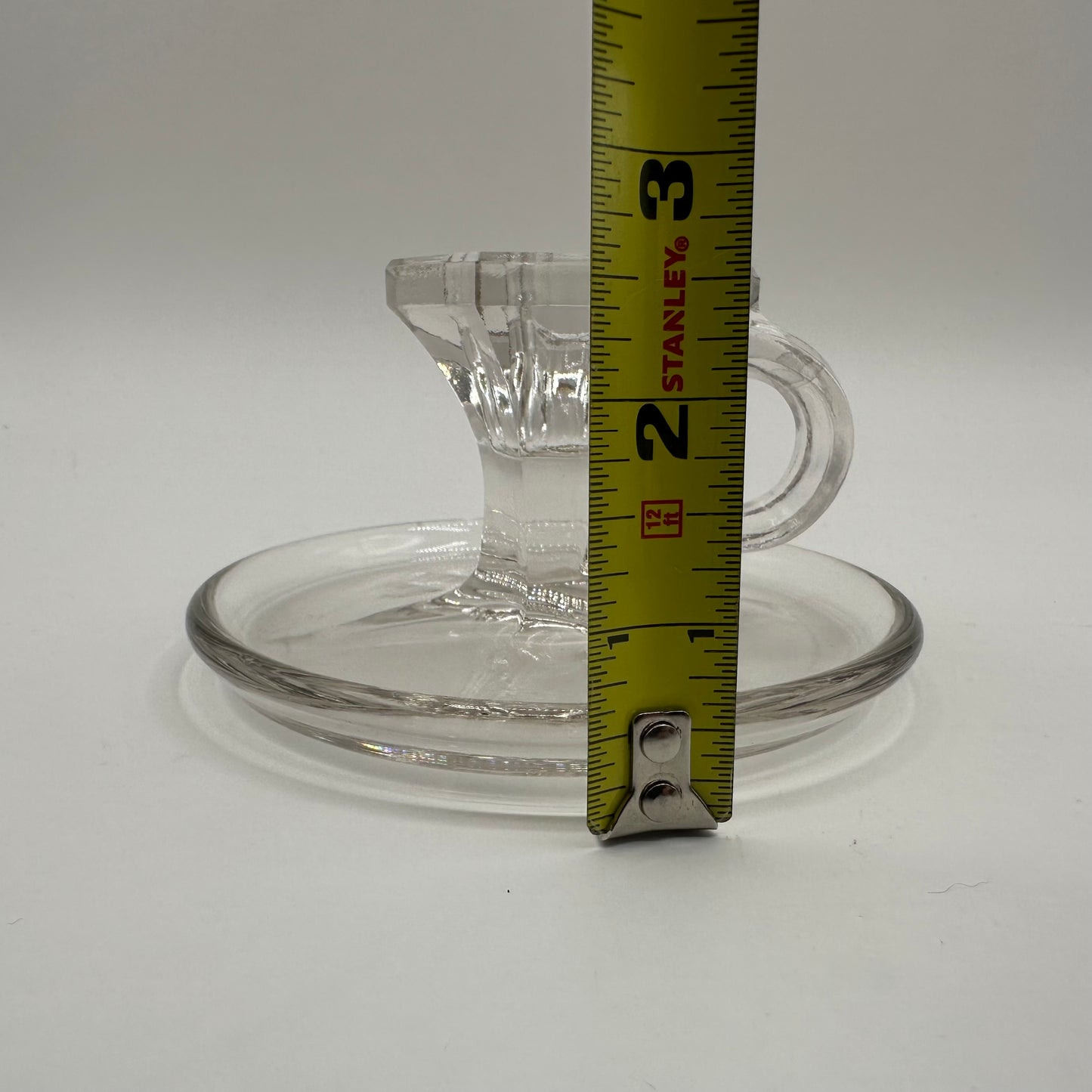 Glass Handled Candlestick Holder With Drip Tray