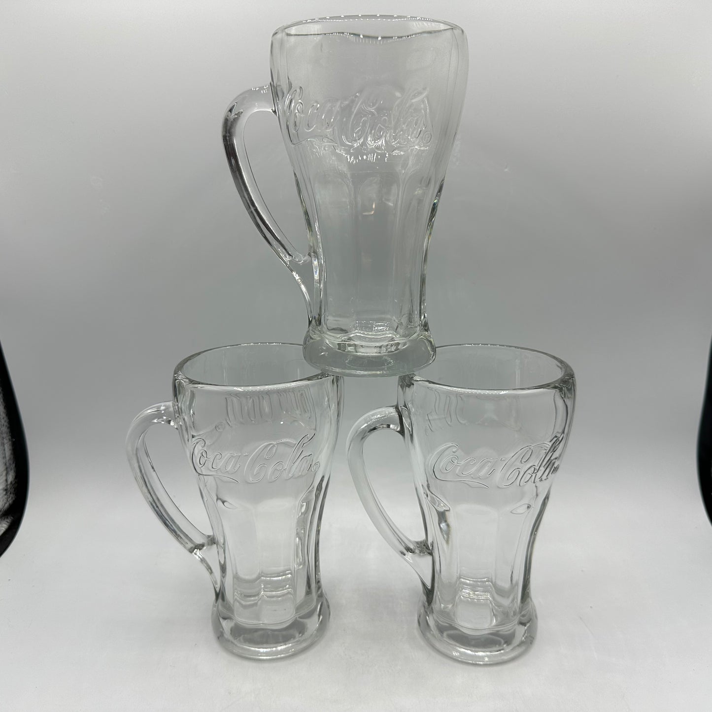 Coca-Cola Clear Glass Handled Glasses, 14oz, Set of 3