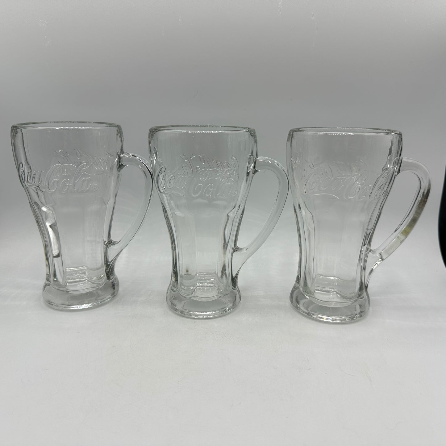 Coca-Cola Clear Glass Handled Glasses, 14oz, Set of 3