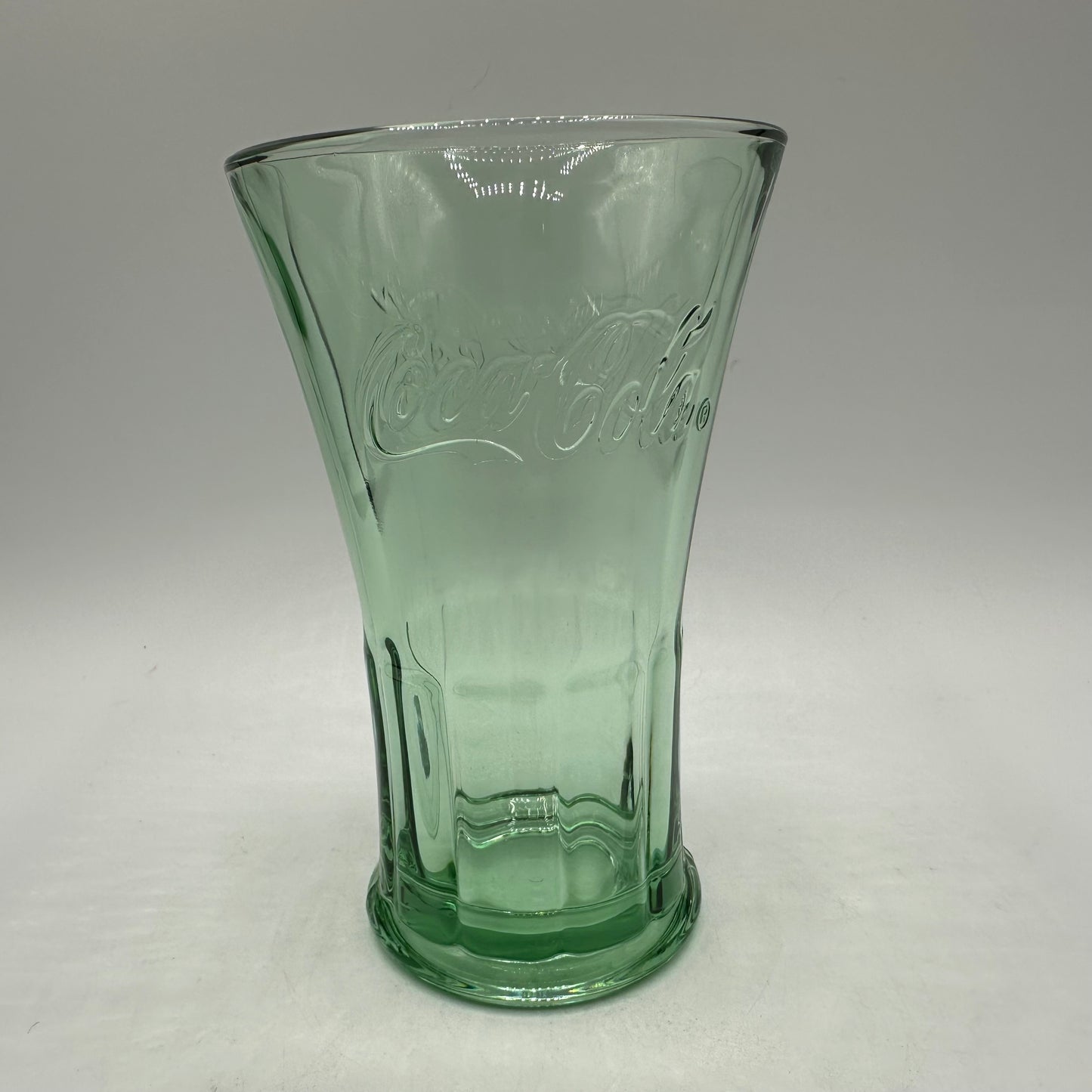 Coca Cola Green Glass 16oz Tumblers, Flared Top, Set of 2