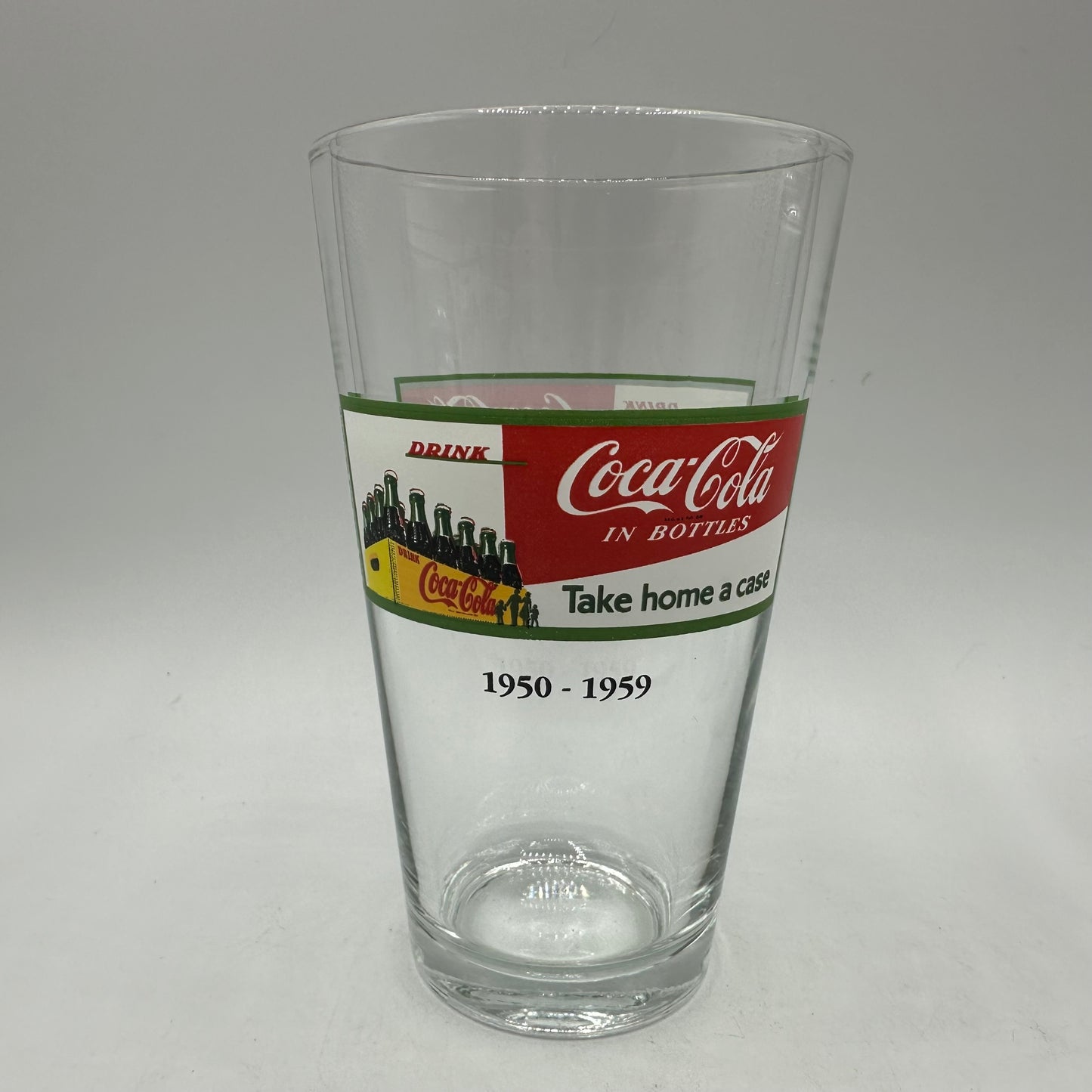 Coca Cola 1950-1959 "Take home a case" Logo 16oz Tumbler, Set of 4