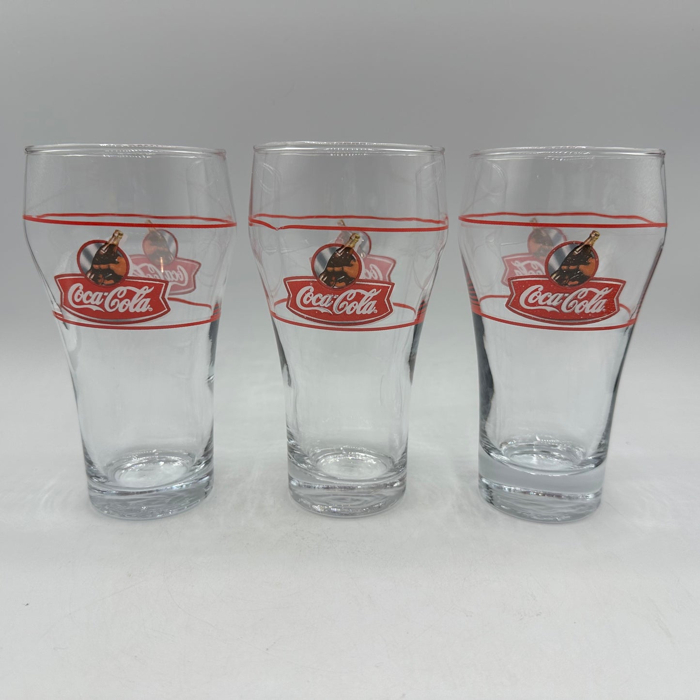 Coca Cola 16oz Glass Classic Bell Shape, Set of 3