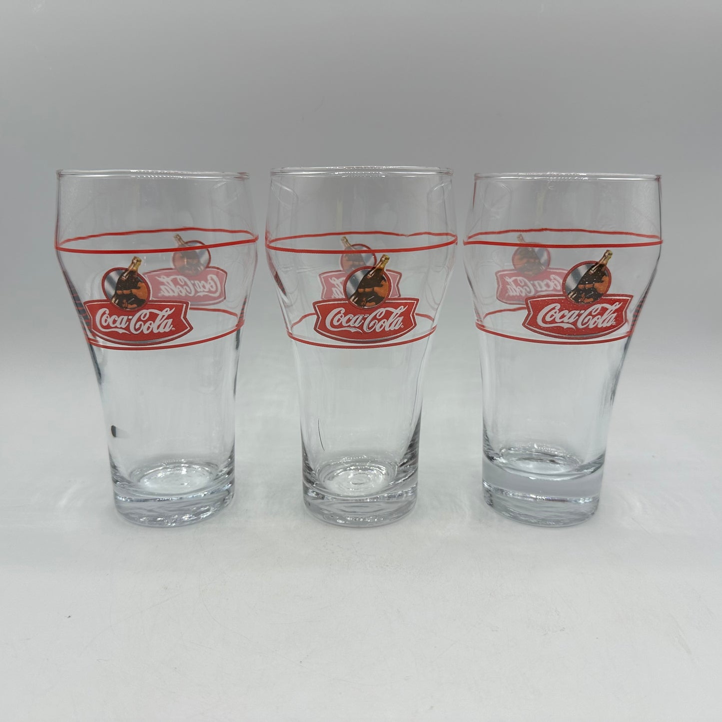 Coca Cola 16oz Glass Classic Bell Shape, Set of 3