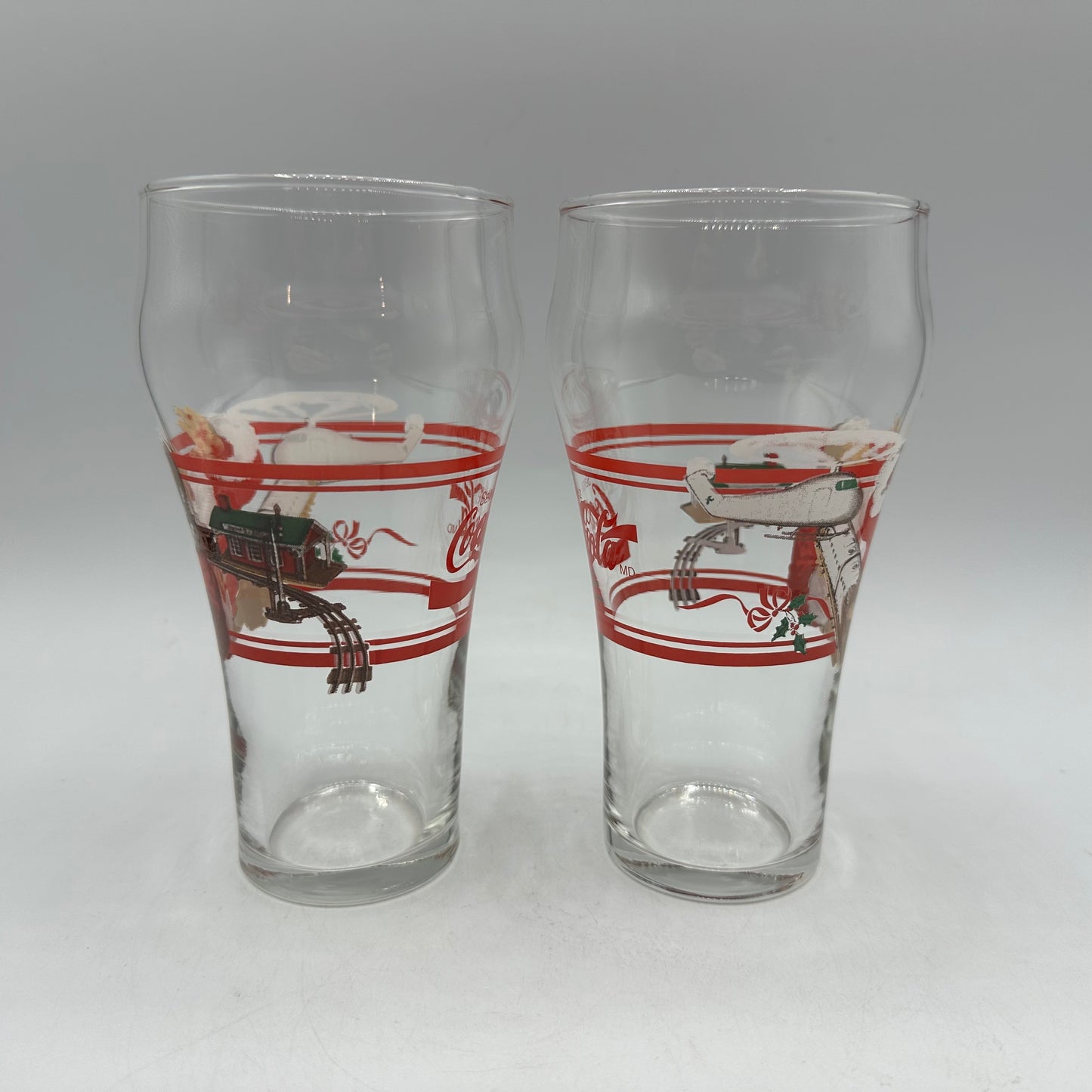 Santa Coca Cola 16oz Glass Classic Bell Shape, Set of 2 (Savourez)