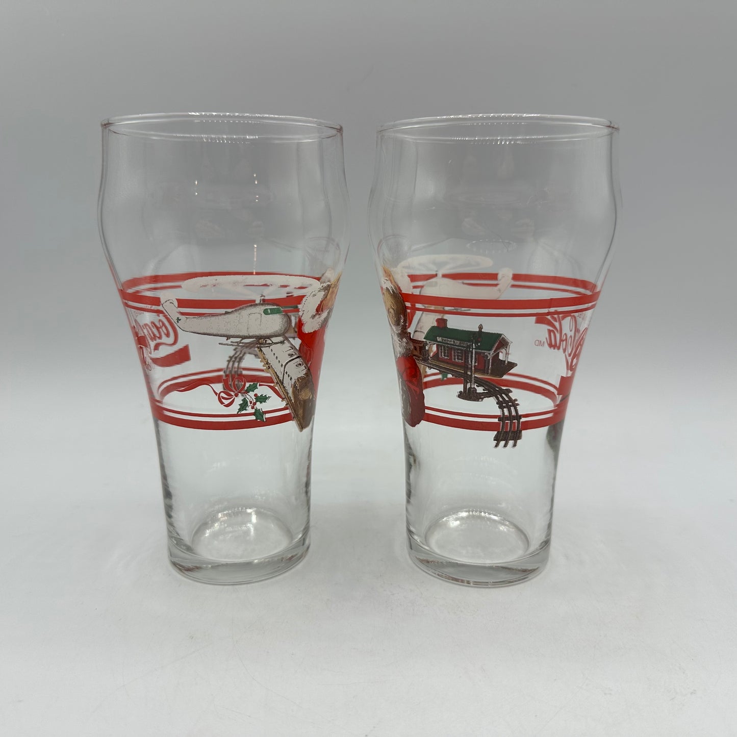 Santa Coca Cola 16oz Glass Classic Bell Shape, Set of 2 (Savourez)