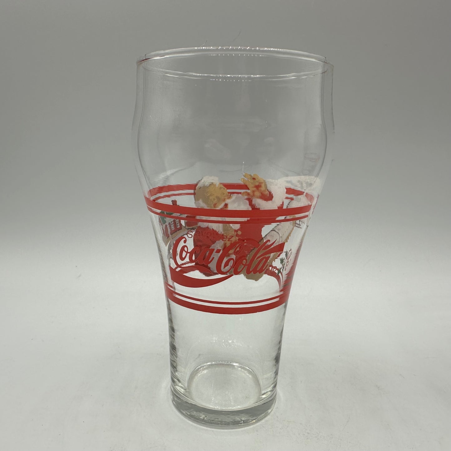 Santa Coca Cola 16oz Glass Classic Bell Shape, Set of 2 (Savourez)