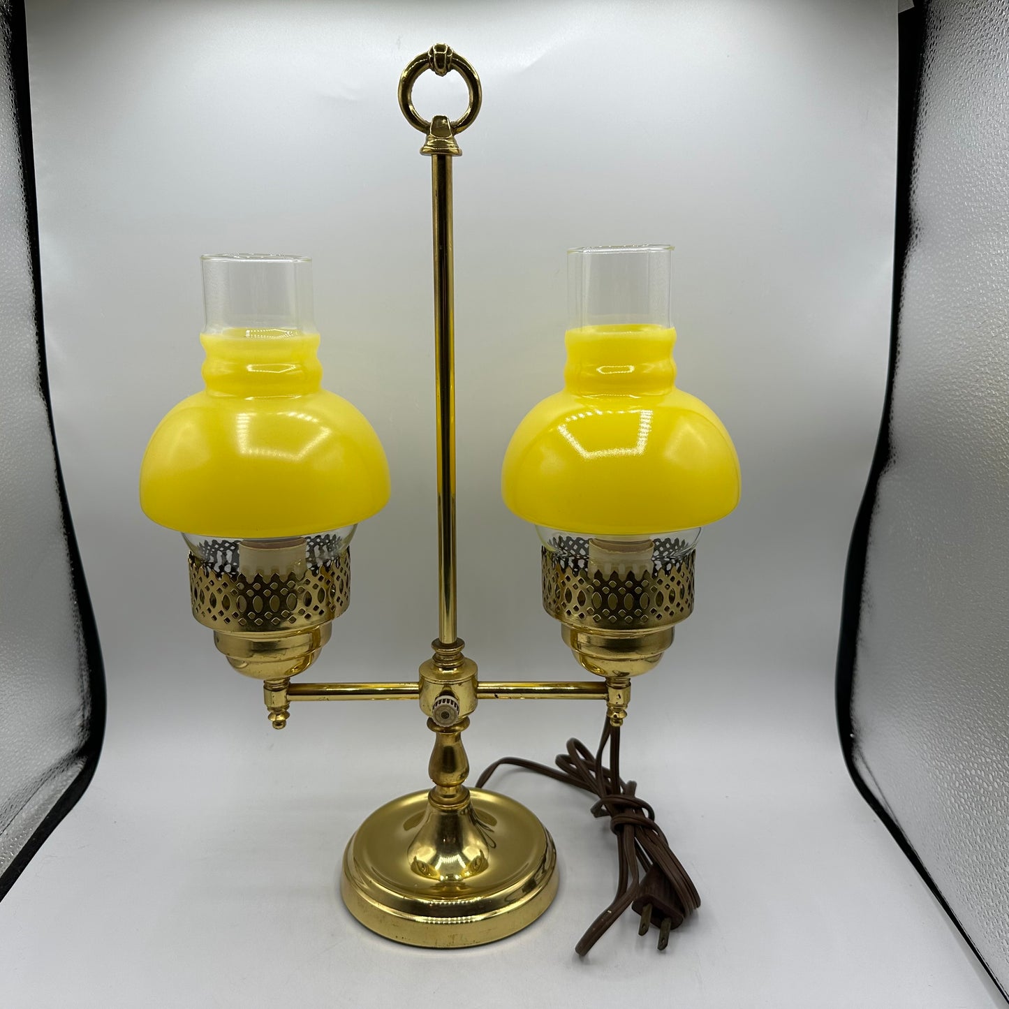 Double Arm Student Lamp, Yellow Shades