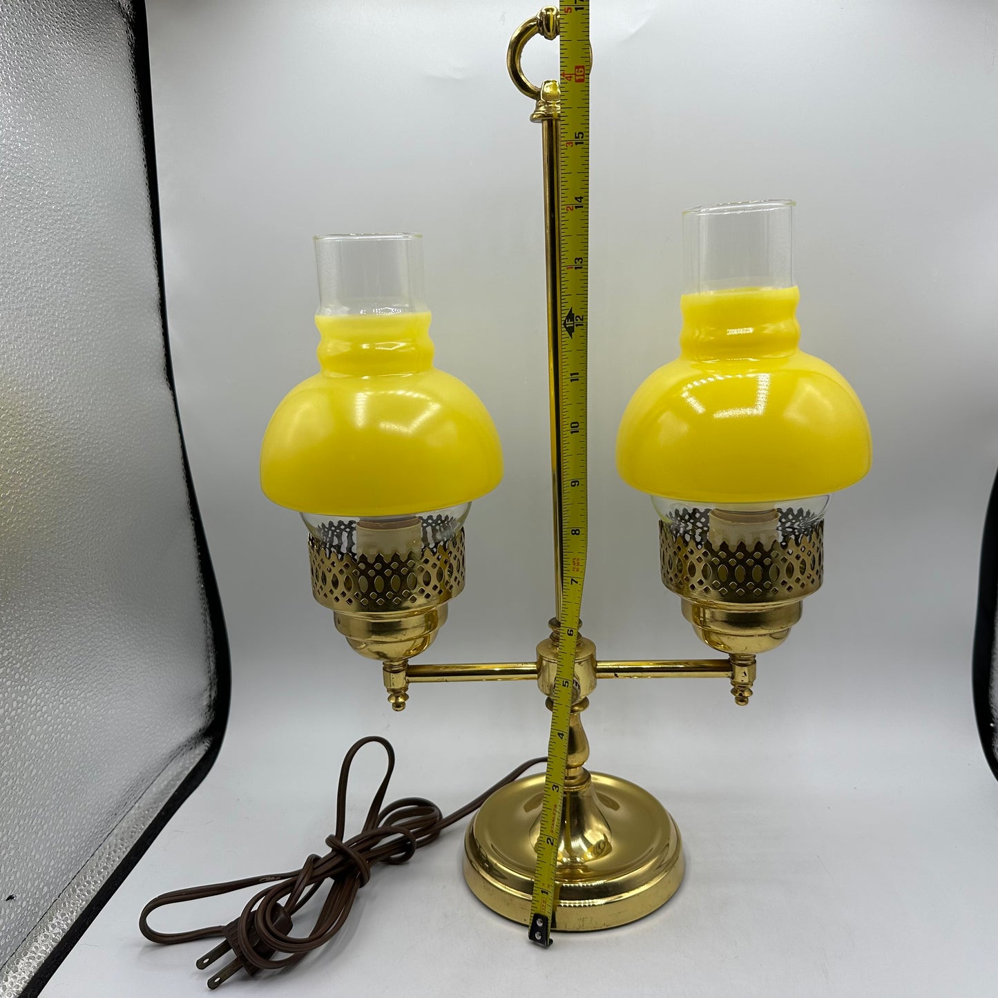 Double Arm Student Lamp, Yellow Shades