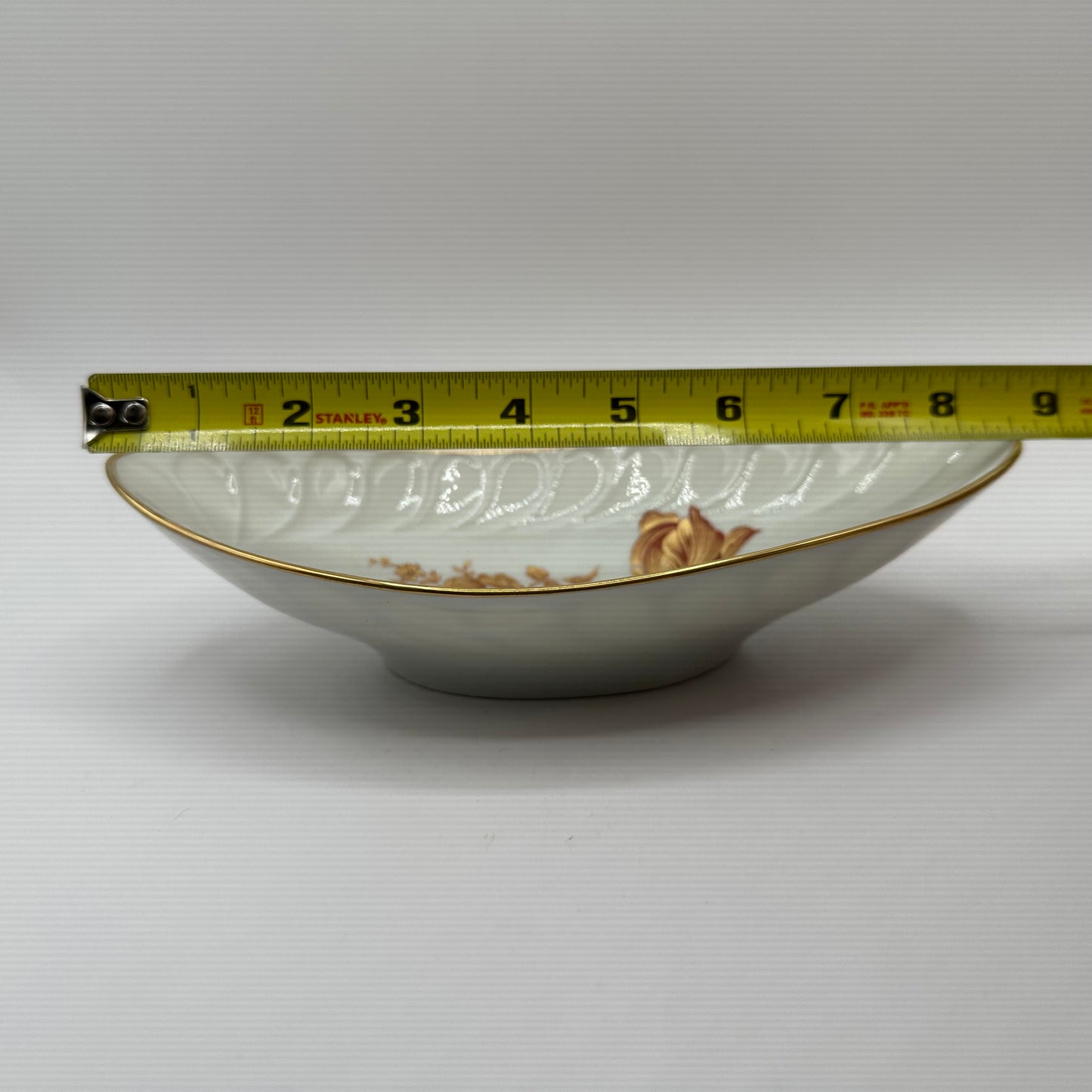 Limoges Ivory Oval Candy Dish With Gold Flowers