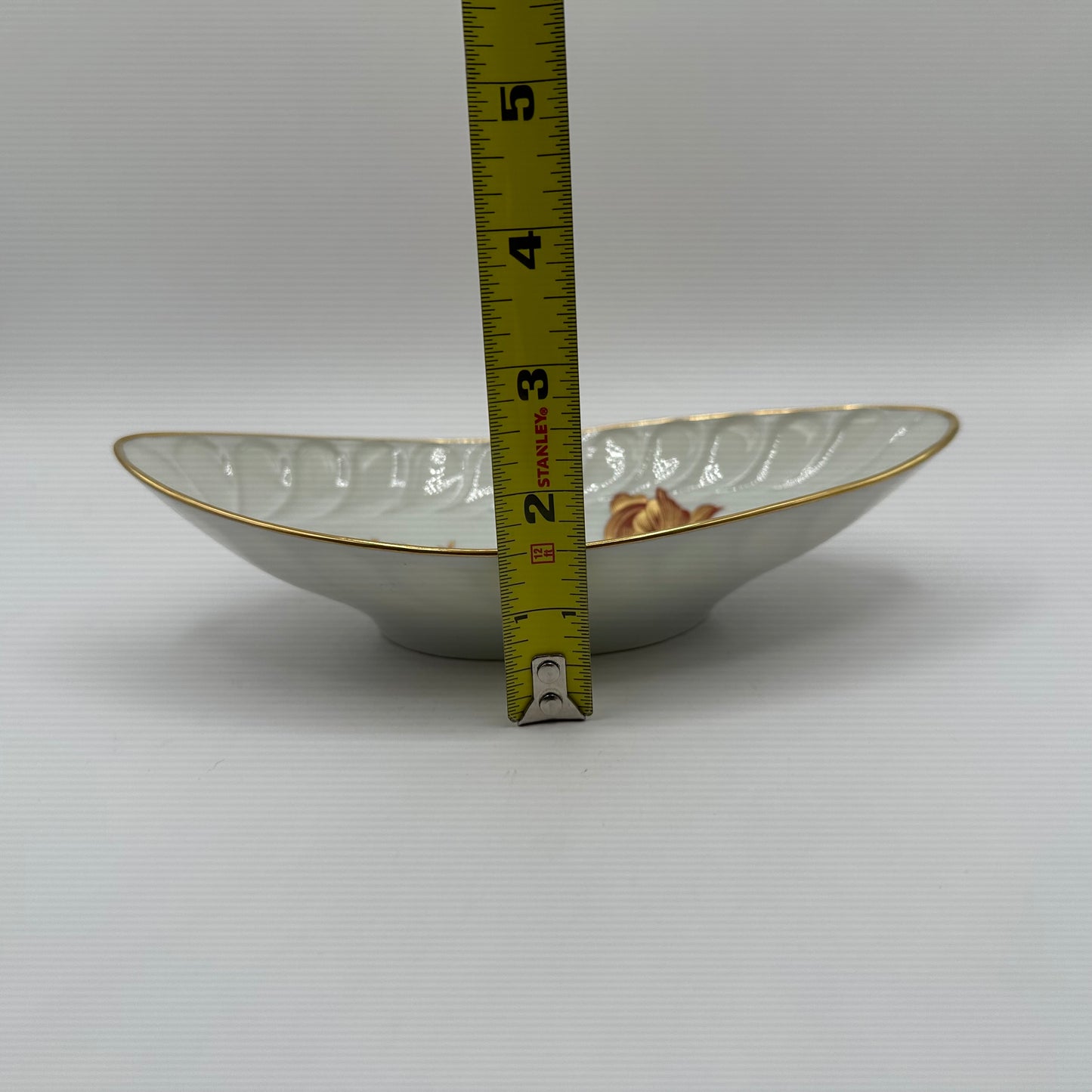 Limoges Ivory Oval Candy Dish With Gold Flowers