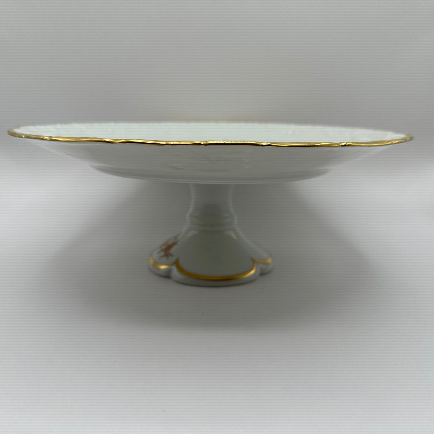 Limoges France Cake Stand Pedestal Plate Golden Roses 10-3/4"