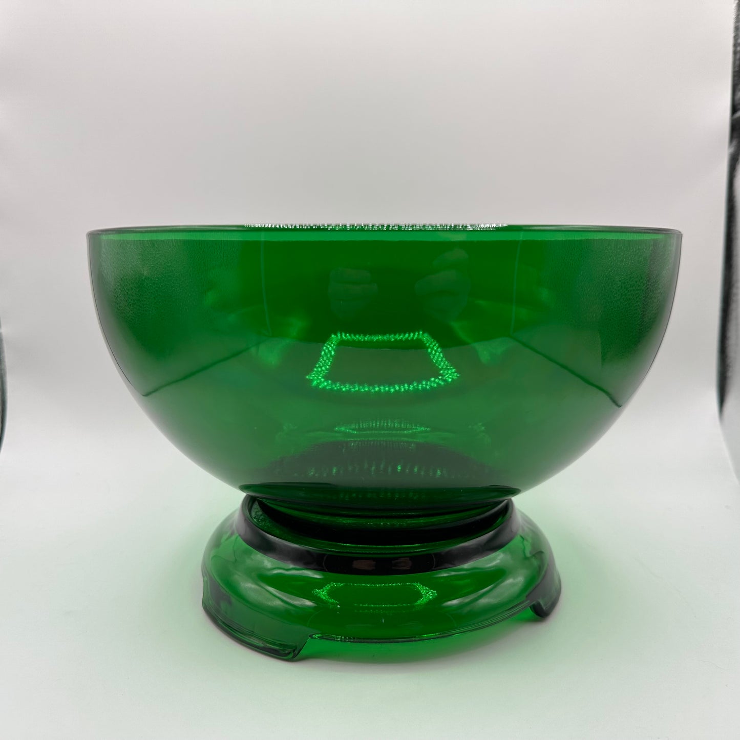 Anchor Hocking Forest Green Punch Bowl Set W/12 Cups and Base