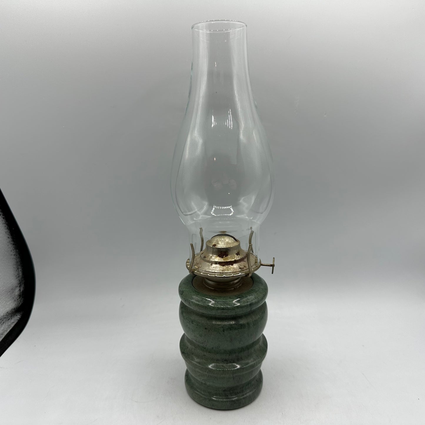 Kaadan Ltd Hurricane Oil Lamp, Marble Base, Green