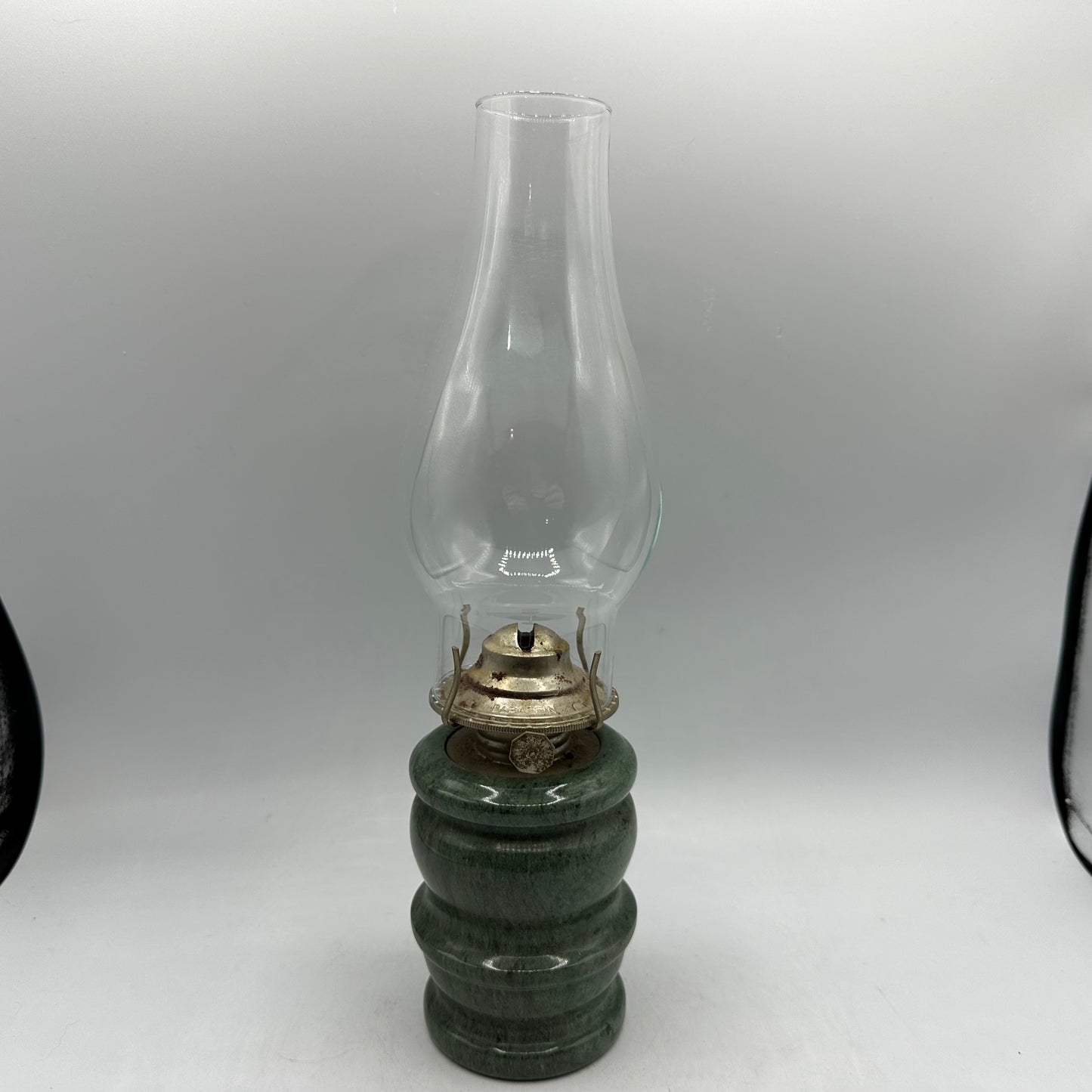 Kaadan Ltd Hurricane Oil Lamp, Marble Base, Green