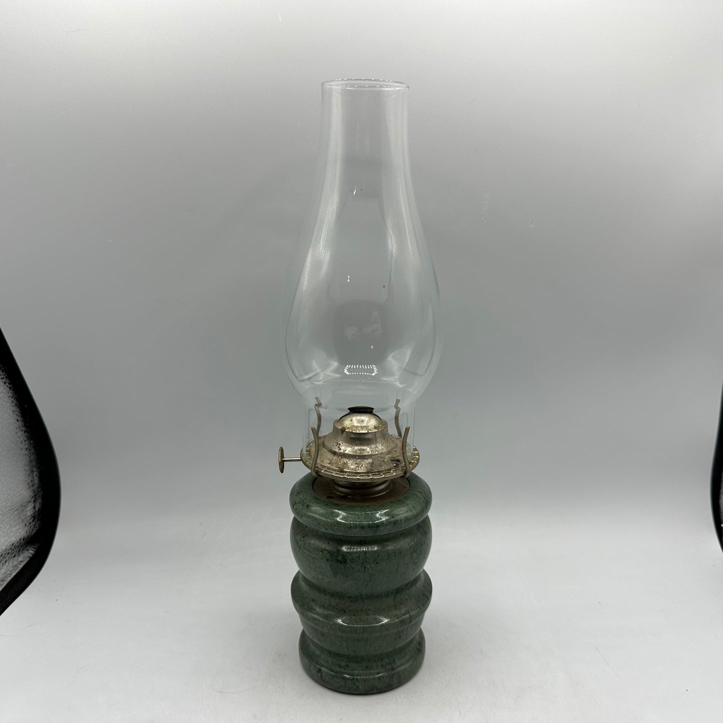 Kaadan Ltd Hurricane Oil Lamp, Marble Base, Green