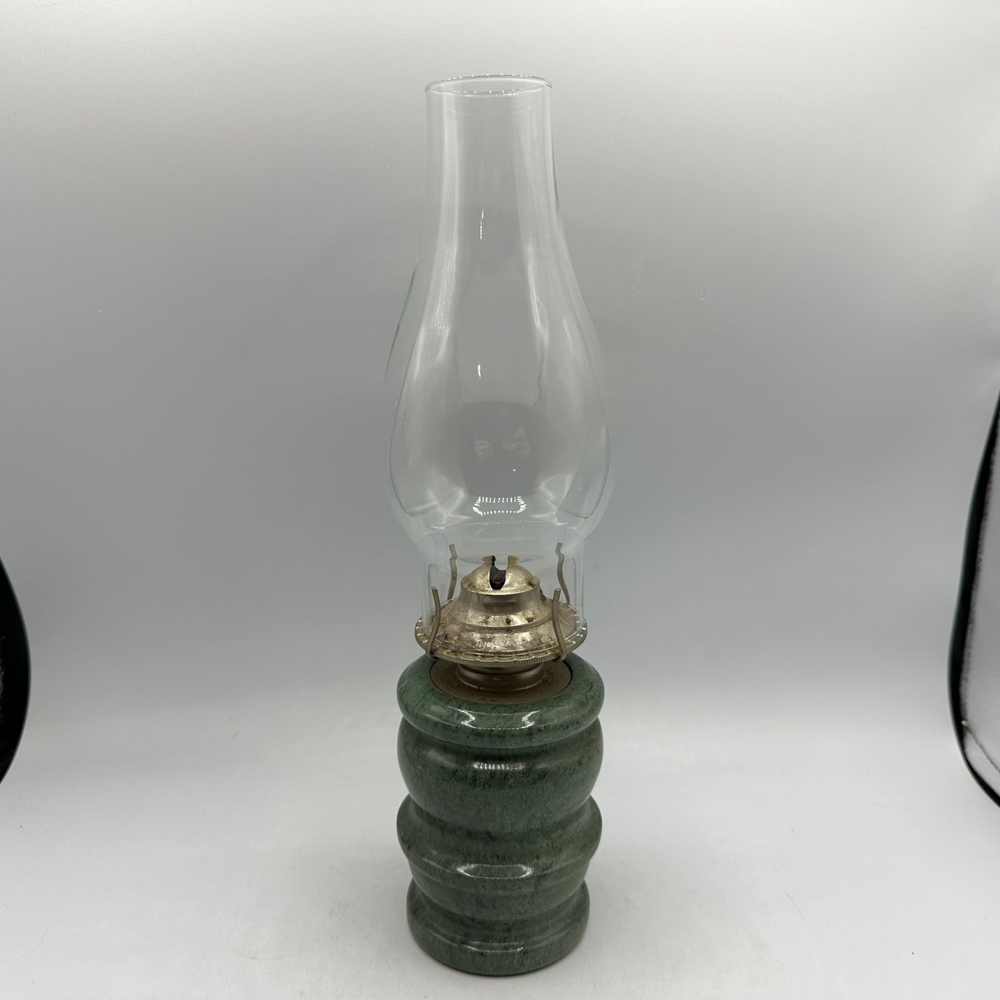 Kaadan Ltd Hurricane Oil Lamp, Marble Base, Green