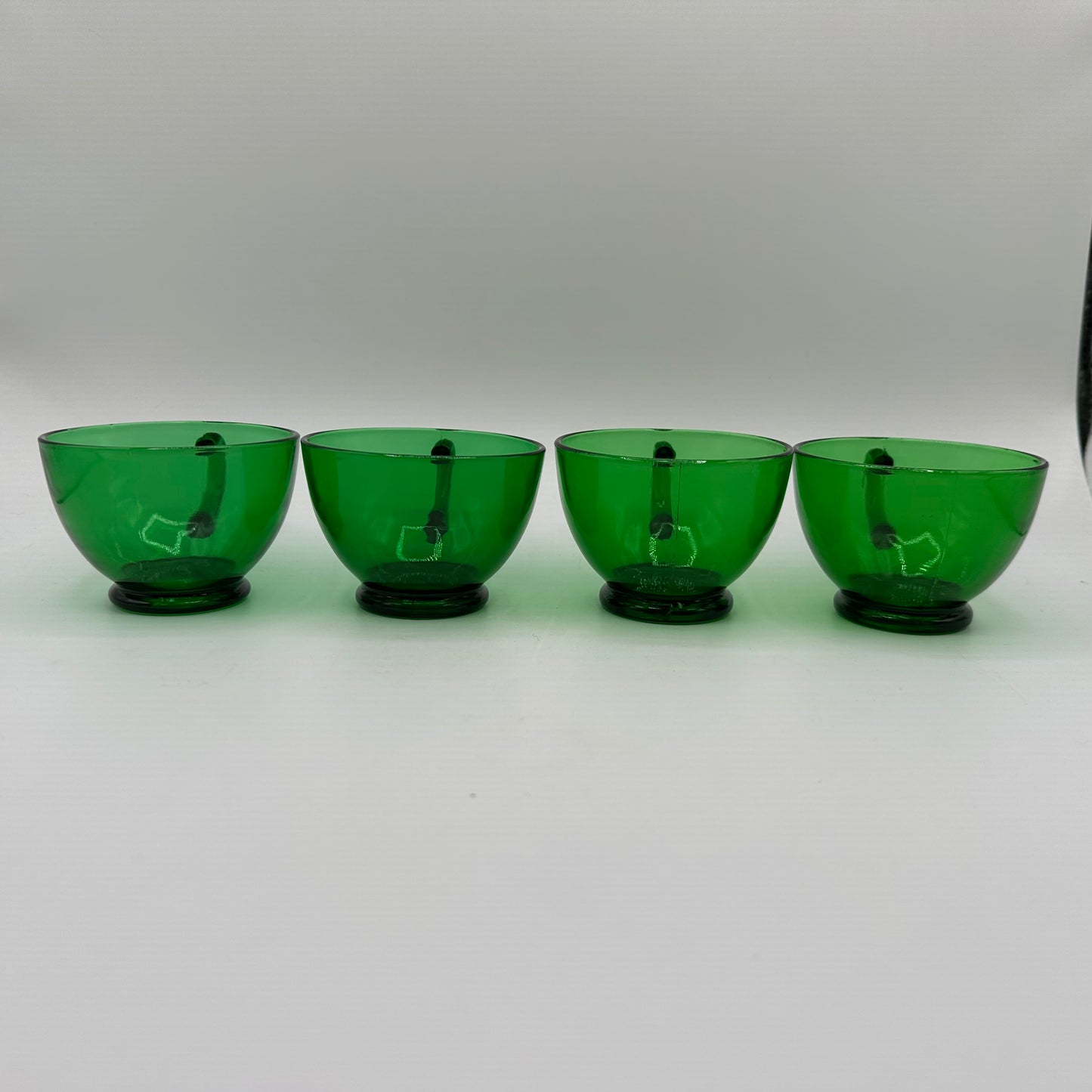 Anchor Hocking Forest Green Punch Bowl Set W/12 Cups and Base