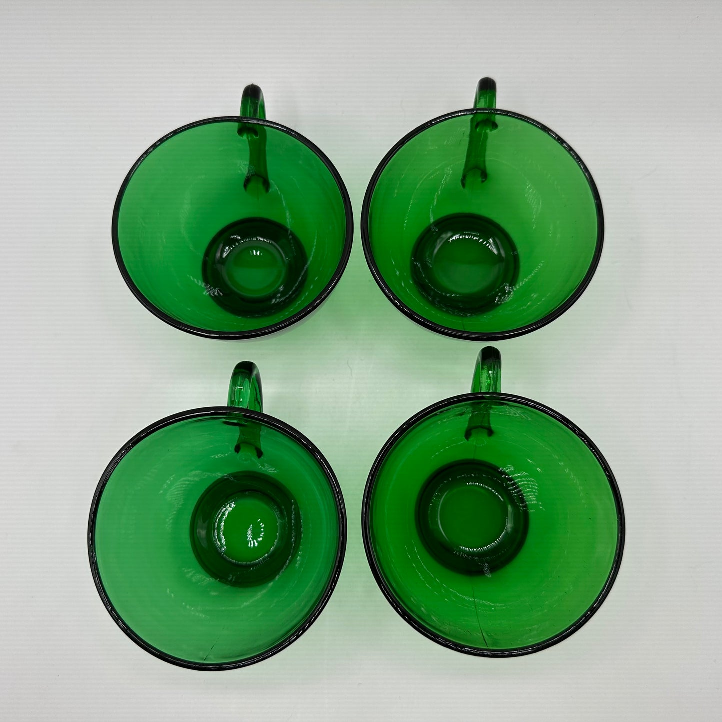 Anchor Hocking Forest Green Punch Bowl Set W/12 Cups and Base