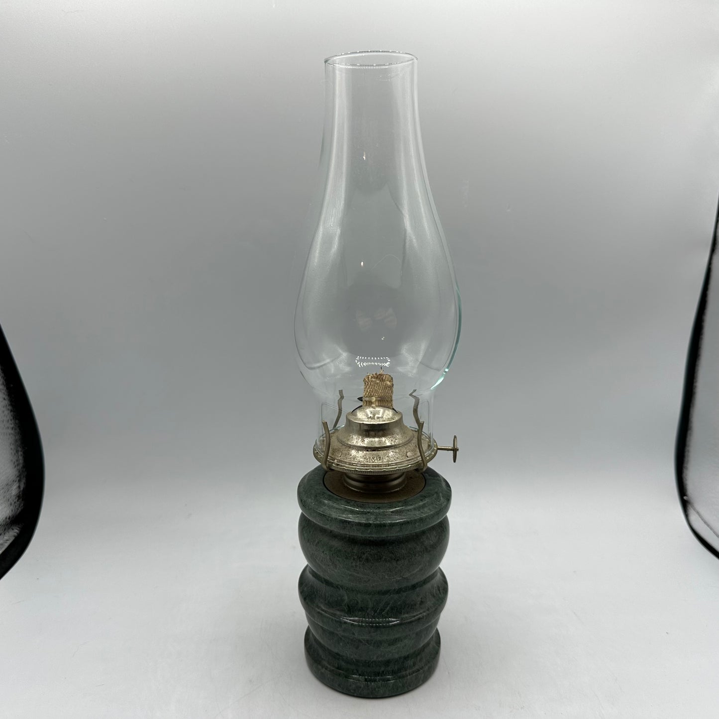 Kaadan Ltd Hurricane Oil Lamp, Marble Base, Green