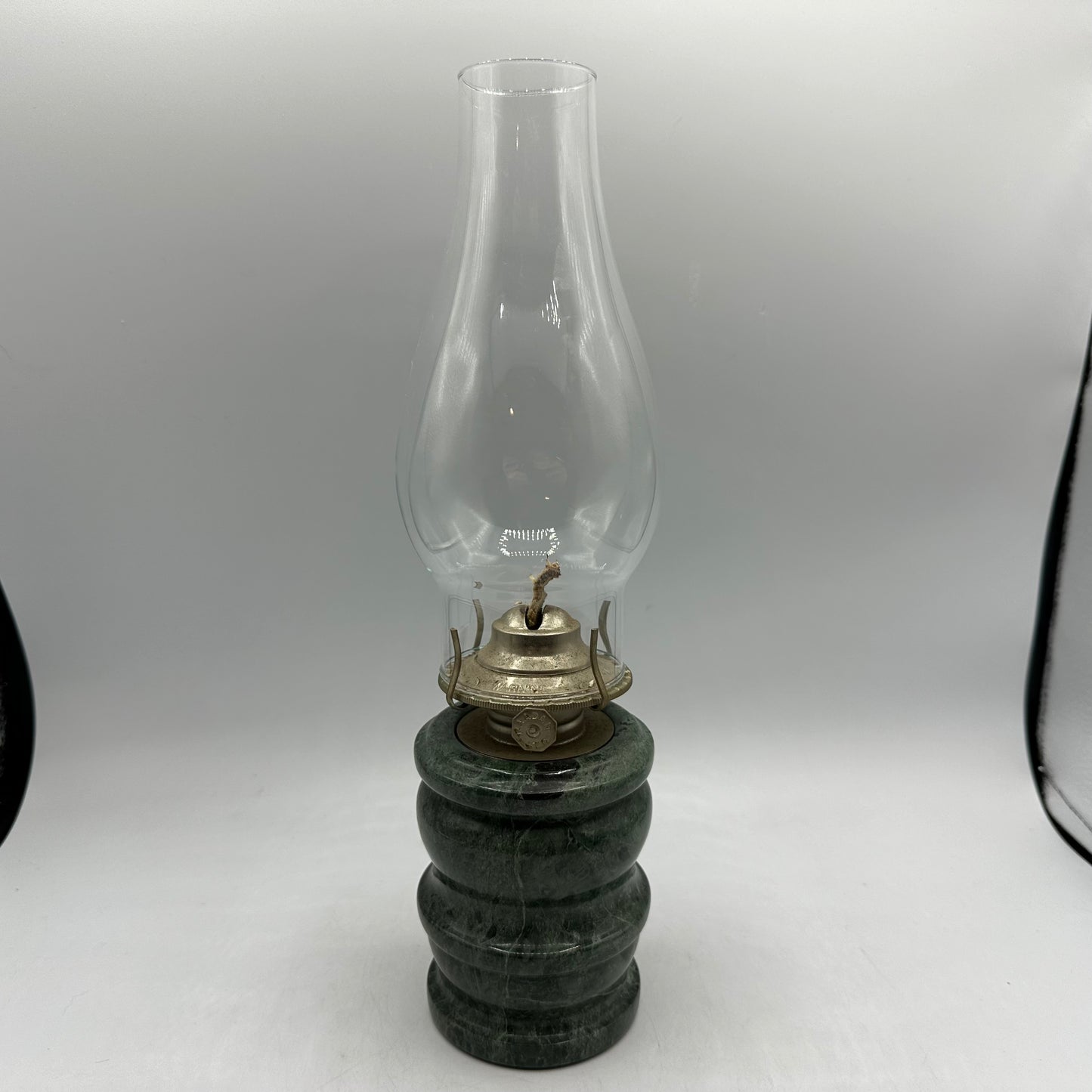 Kaadan Ltd Hurricane Oil Lamp, Marble Base, Green