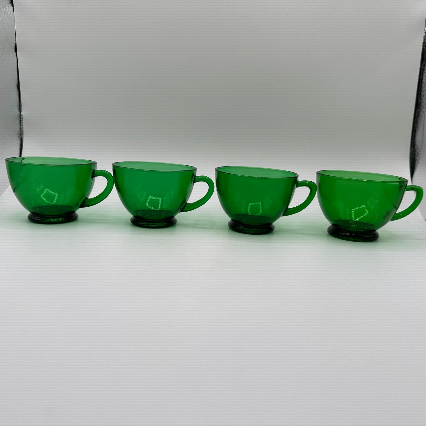 Anchor Hocking Forest Green Punch Bowl Set W/12 Cups and Base