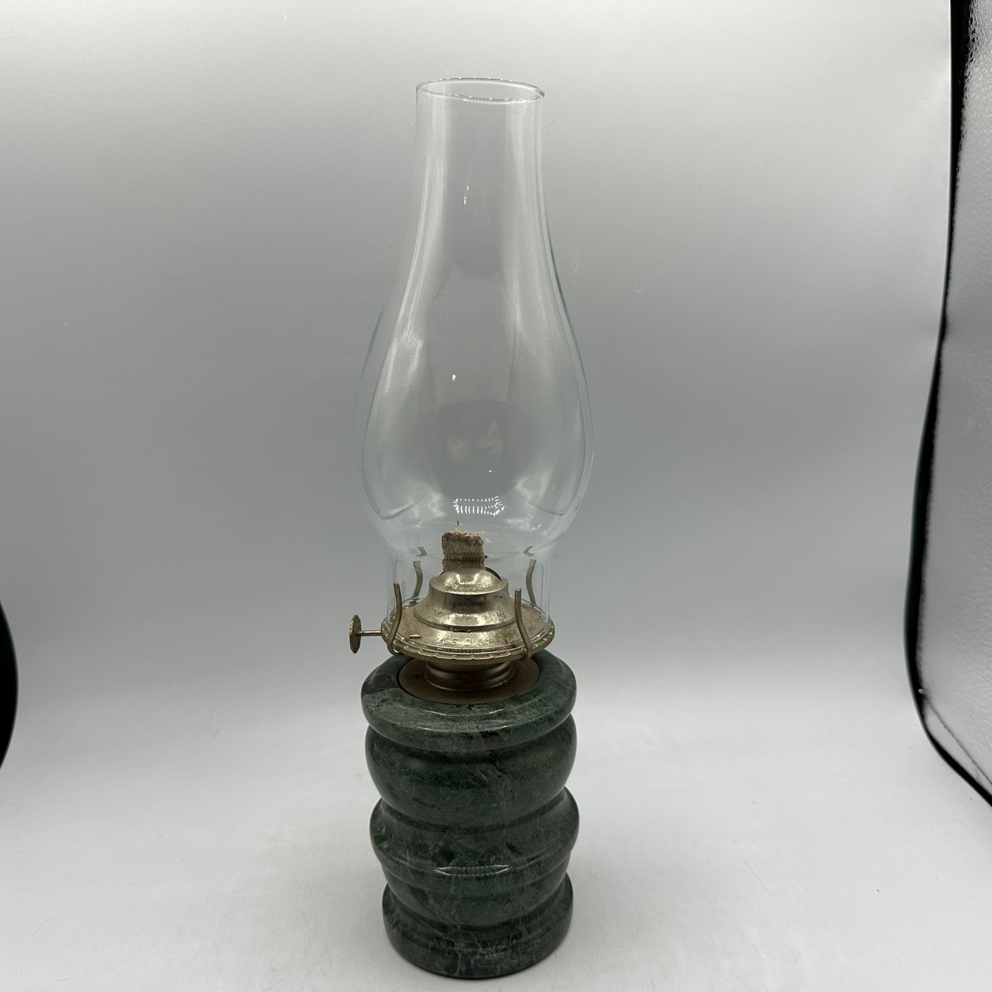 Kaadan Ltd Hurricane Oil Lamp, Marble Base, Green