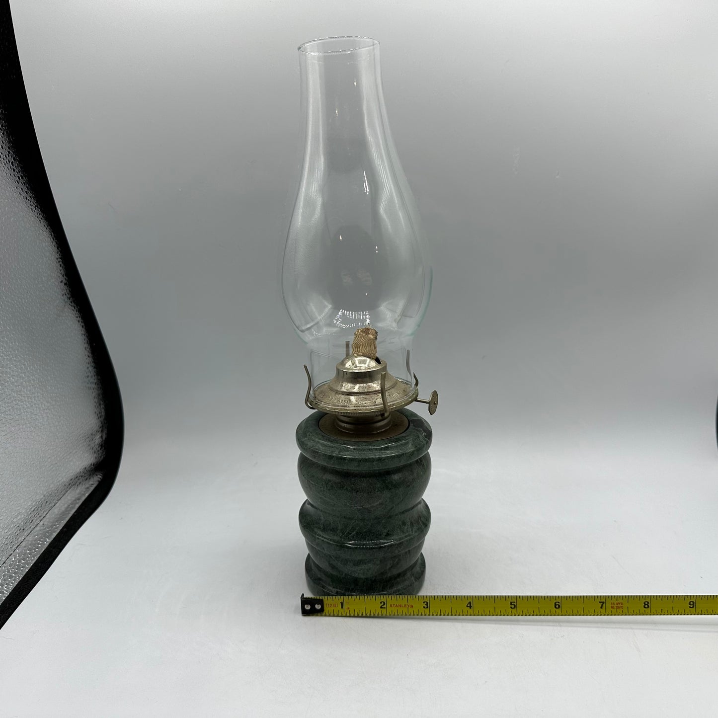 Kaadan Ltd Hurricane Oil Lamp, Marble Base, Green