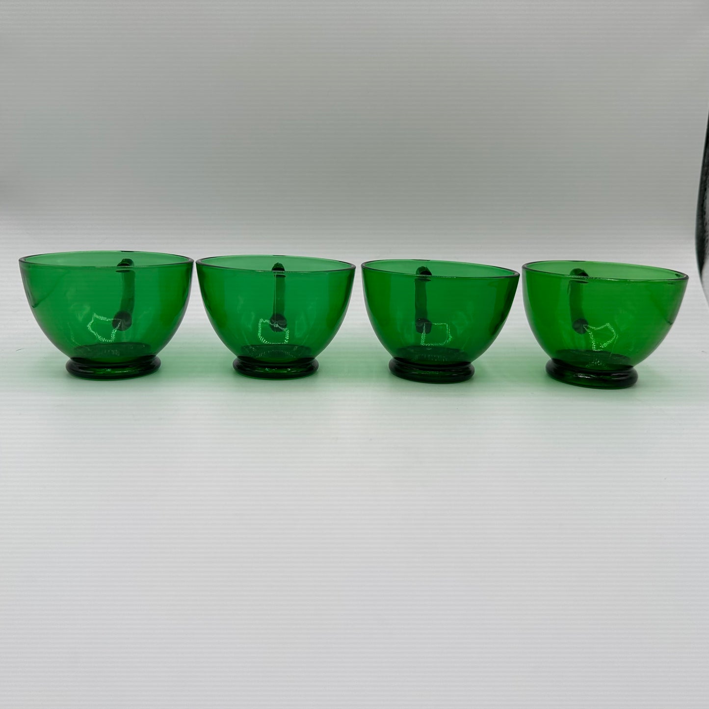 Anchor Hocking Forest Green Punch Bowl Set W/12 Cups and Base