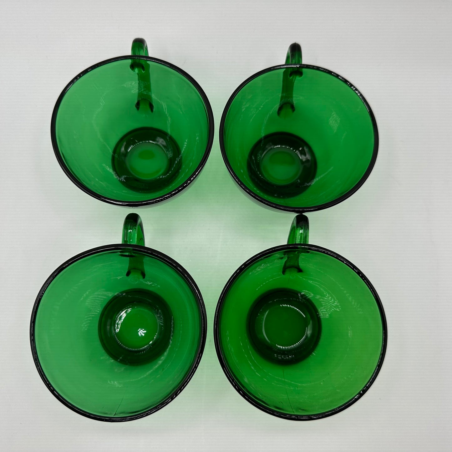 Anchor Hocking Forest Green Punch Bowl Set W/12 Cups and Base