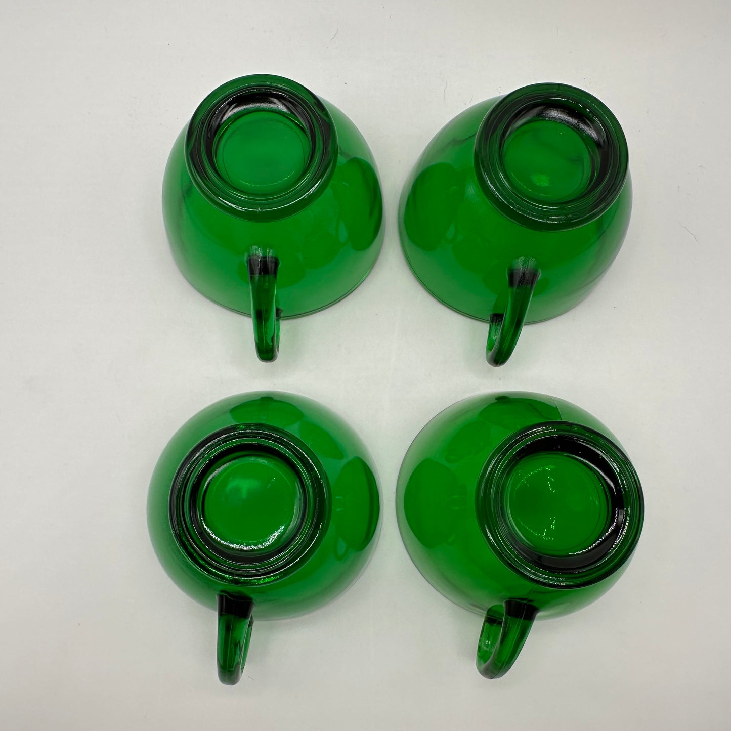 Anchor Hocking Forest Green Punch Bowl Set W/12 Cups and Base