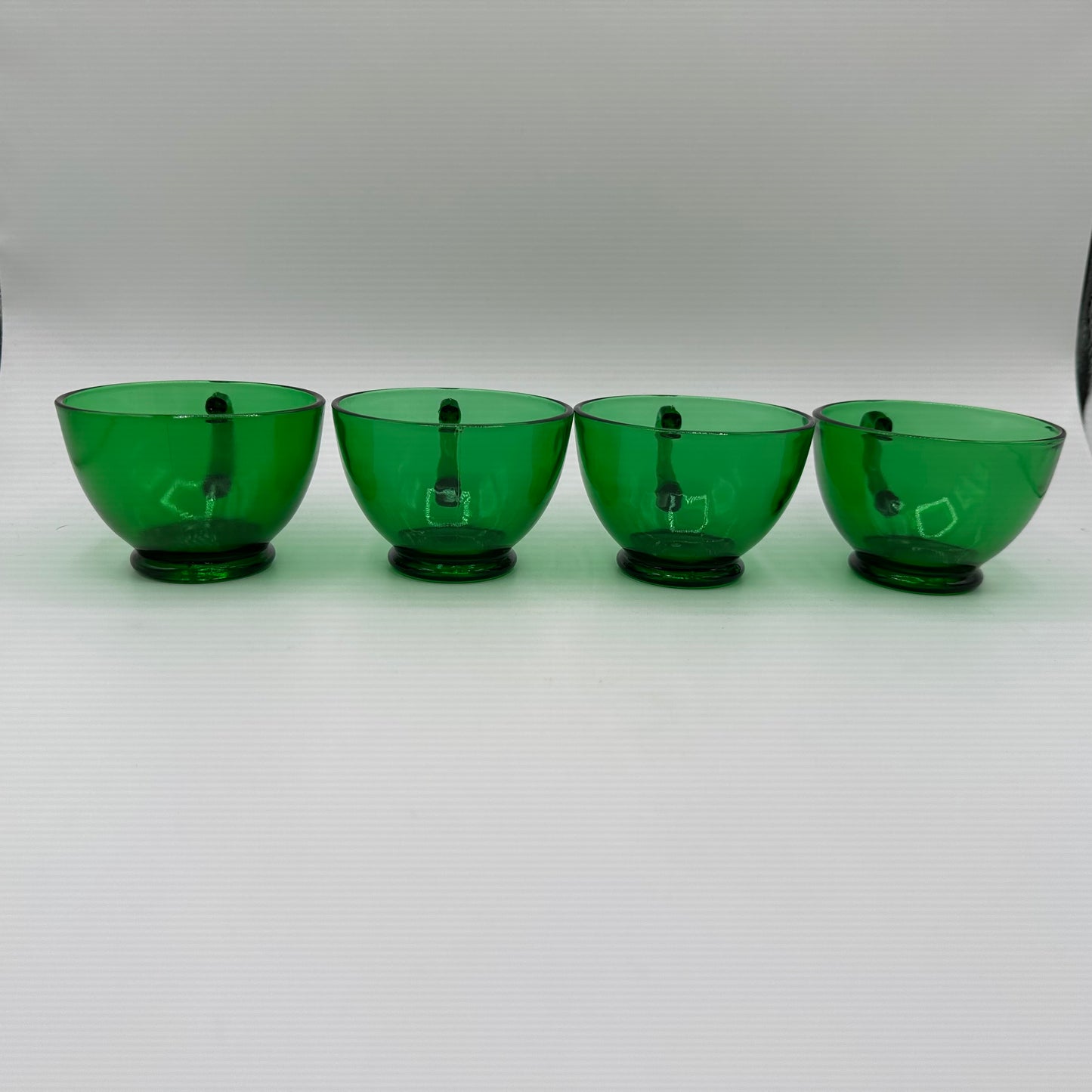Anchor Hocking Forest Green Punch Bowl Set W/12 Cups and Base
