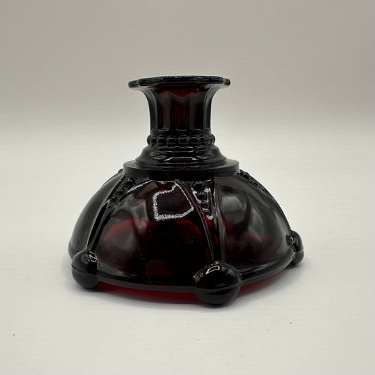 Anchor Hocking Glass Oyster & Pearl Candlestick Holder, Ruby Red
