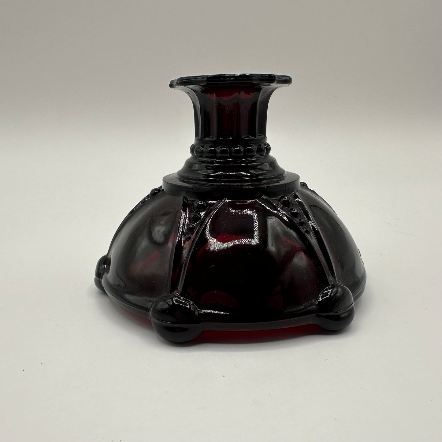 Anchor Hocking Glass Oyster & Pearl Candlestick Holder, Ruby Red