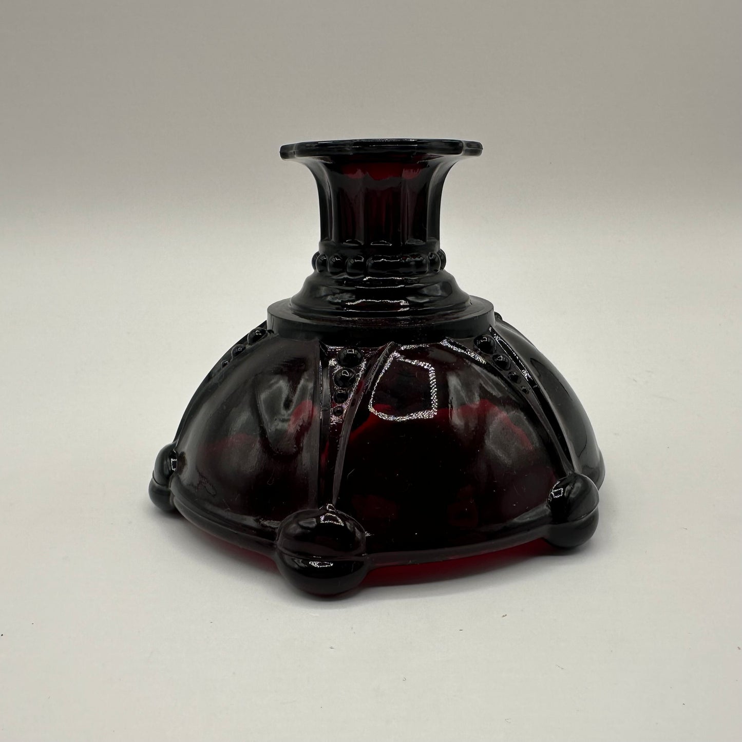 Anchor Hocking Glass Oyster & Pearl Candlestick Holder, Ruby Red