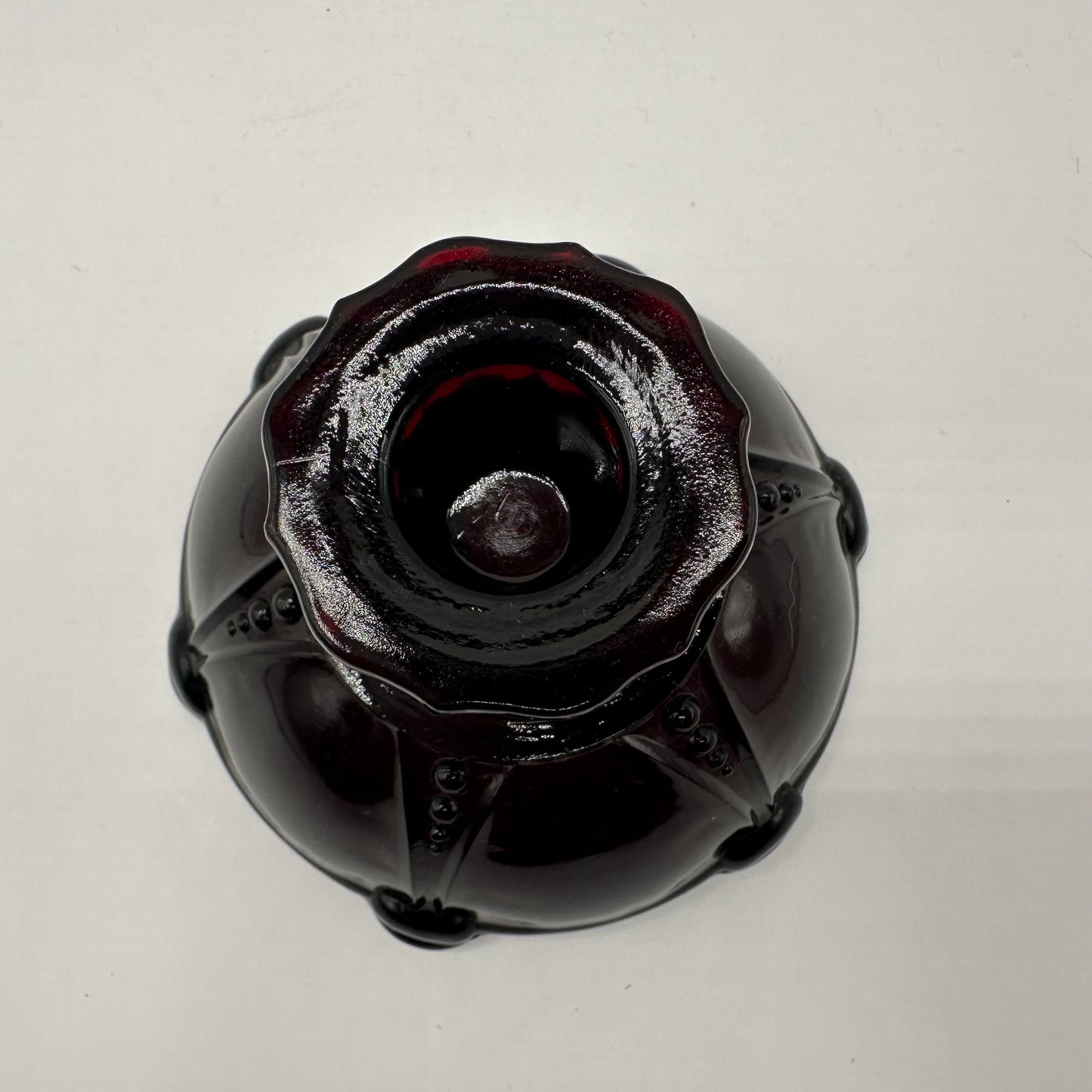 Anchor Hocking Glass Oyster & Pearl Candlestick Holder, Ruby Red