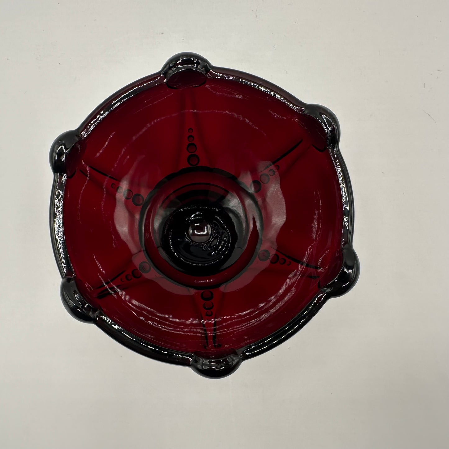 Anchor Hocking Glass Oyster & Pearl Candlestick Holder, Ruby Red