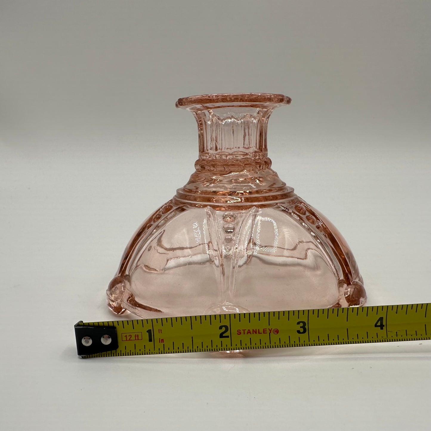 Anchor Hocking Glass Oyster & Pearl Candlestick Holder, Pink