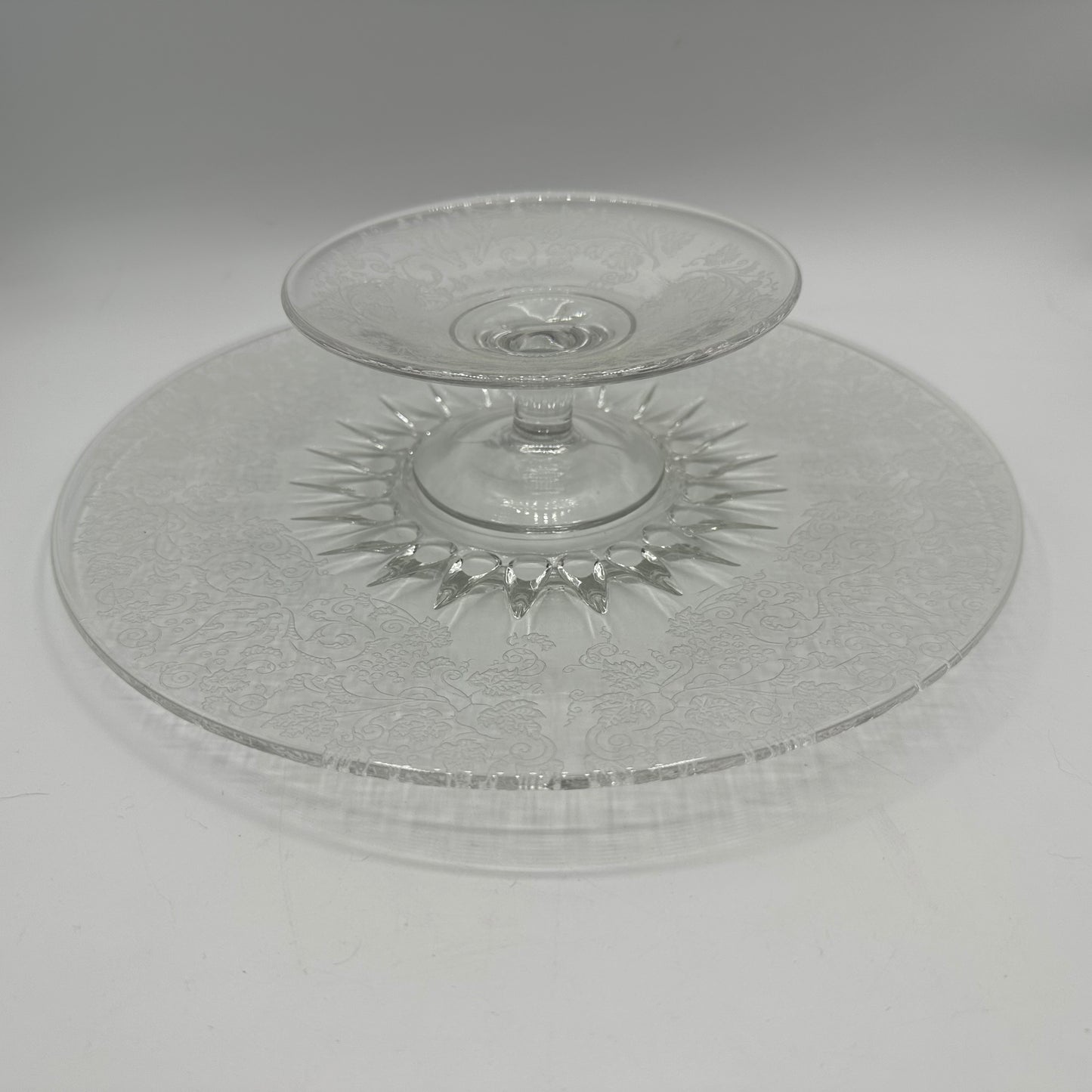 New Martinsville Florentine Matching Compote & Platter