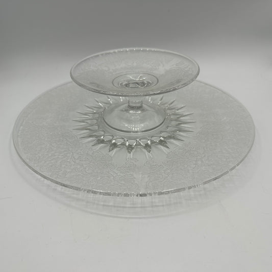 New Martinsville Florentine Matching Compote & Platter