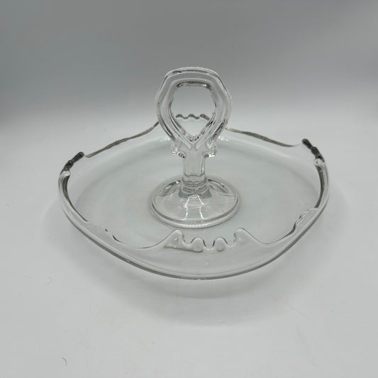 Glass Tidbit Tray with Curved Edges