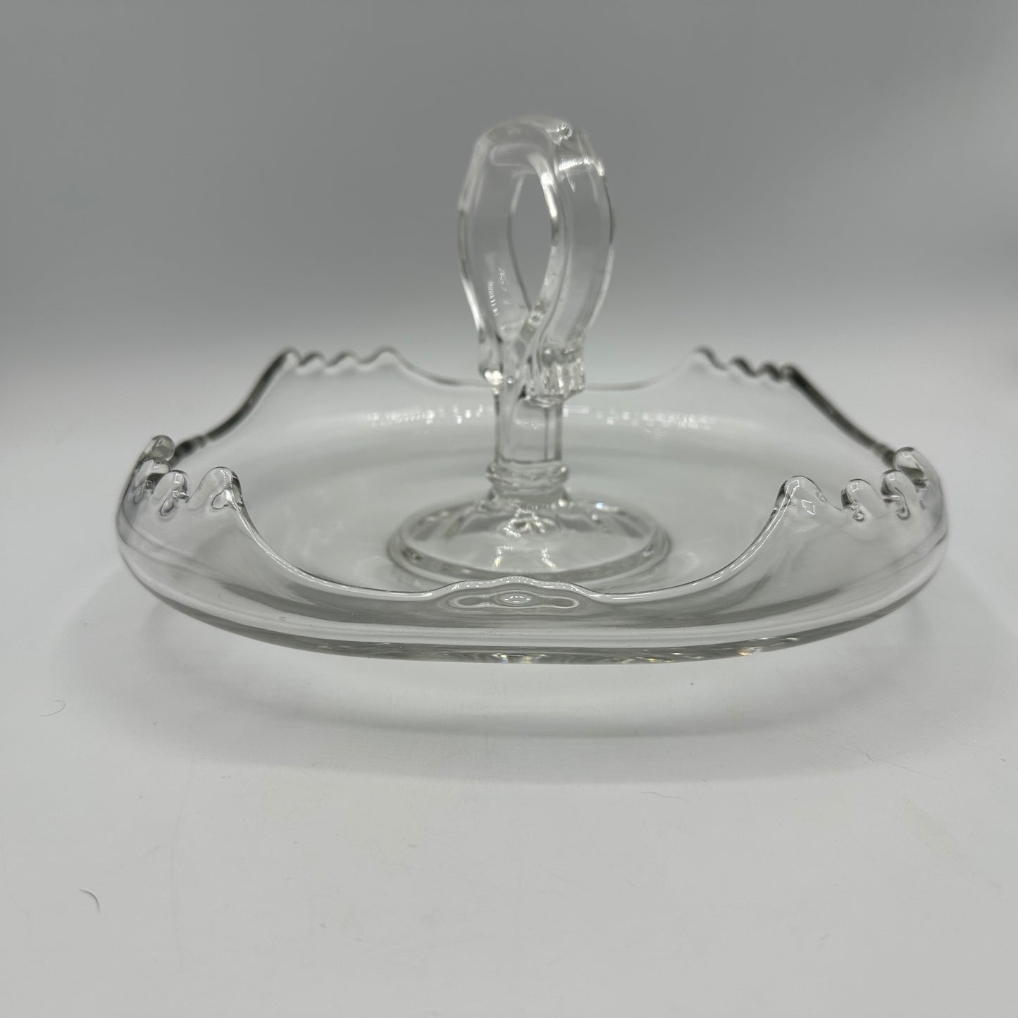 Glass Tidbit Tray with Curved Edges