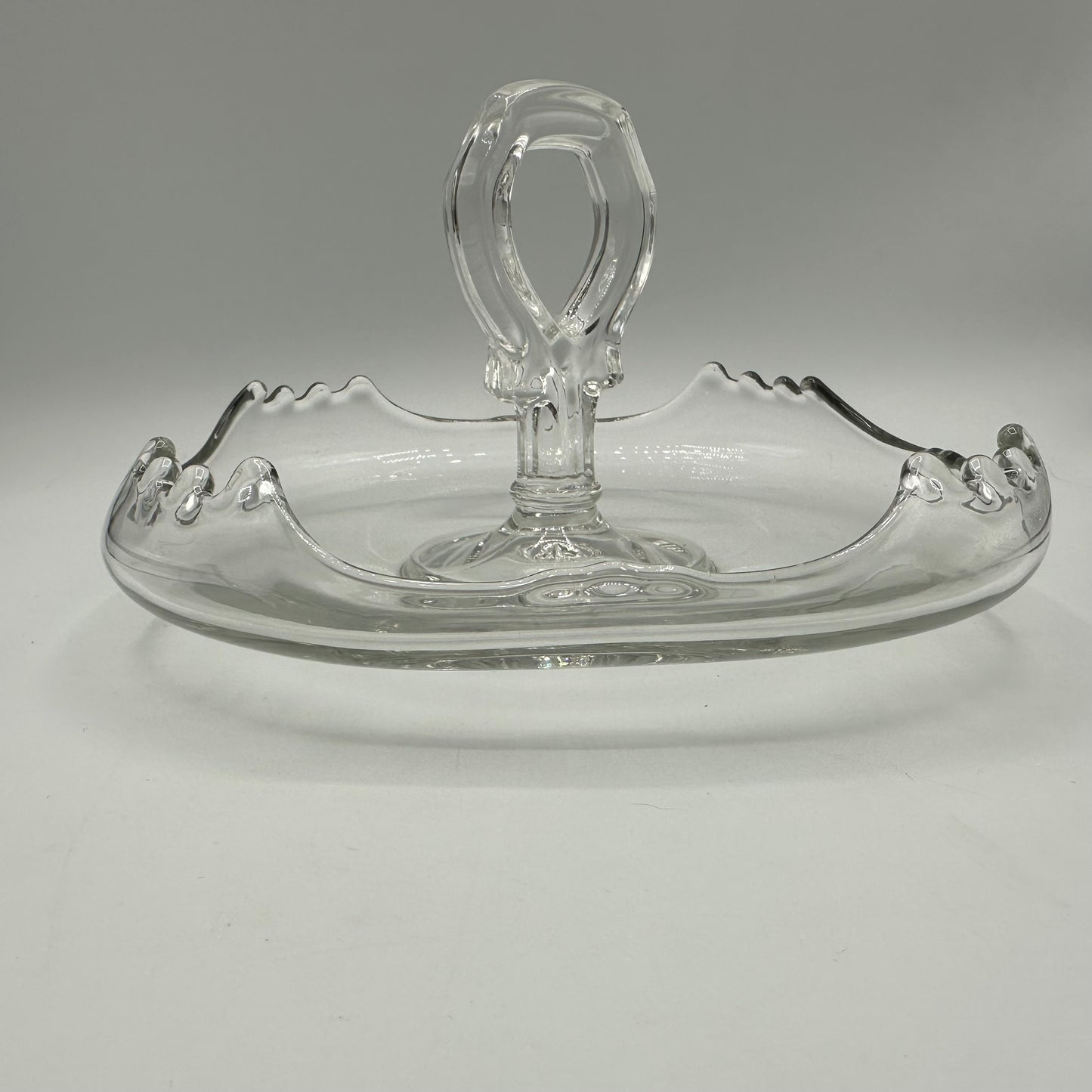 Glass Tidbit Tray with Curved Edges