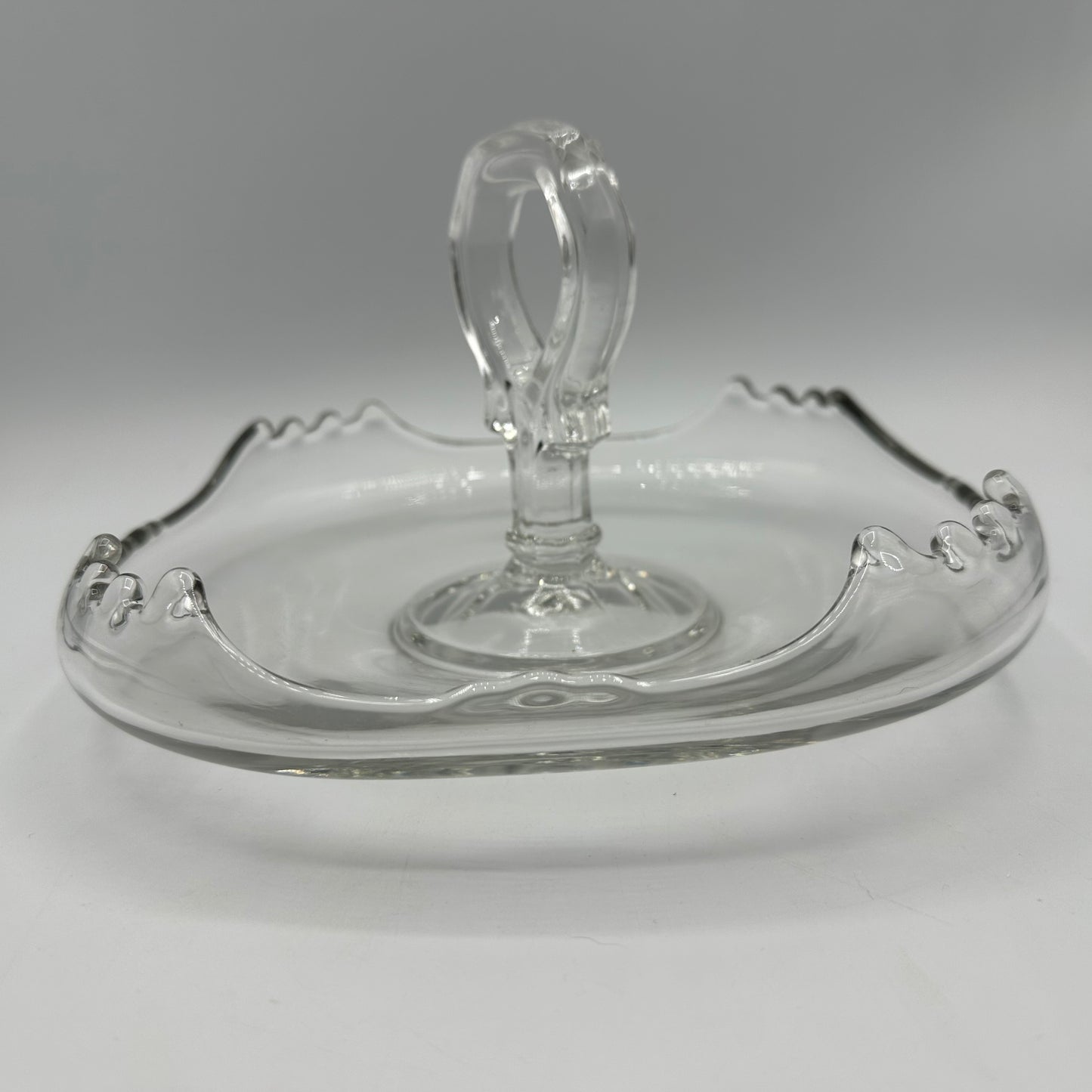 Glass Tidbit Tray with Curved Edges