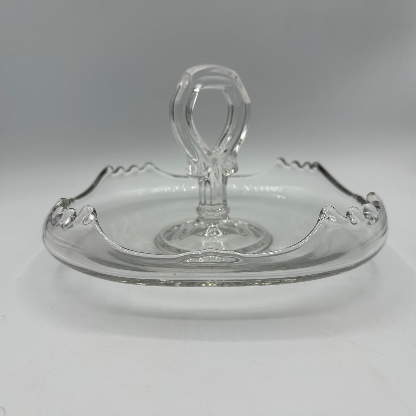 Glass Tidbit Tray with Curved Edges